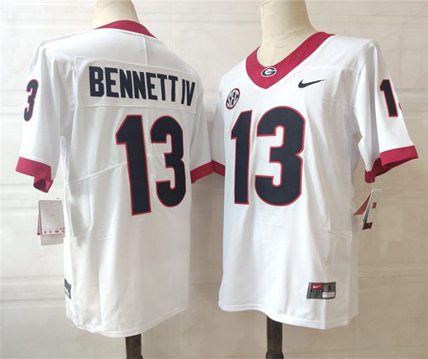 Men Georgia Bulldogs #13 Bennettiv White Nike 2025 NCAA Jersey